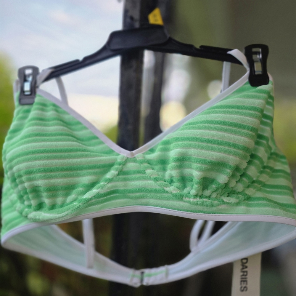 2/$10  No Boundaries Mint Green Striped Bikini NWT Size Large